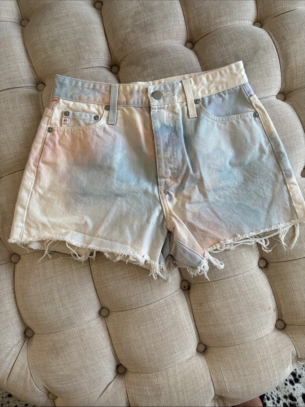 AG Adriano Goldschmied Pastel Tie-Dye Denim Shorts